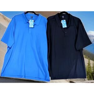 Lot of 2 MagcoMsen Men's 2XL Polo Shirts Golf Sport Quick Dry 1 Blue and 1 Black